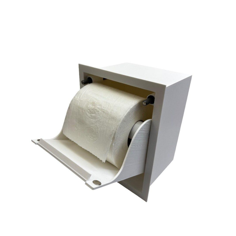 Тримач туалетного паперу прихованого монтажу з гострими кутами білий